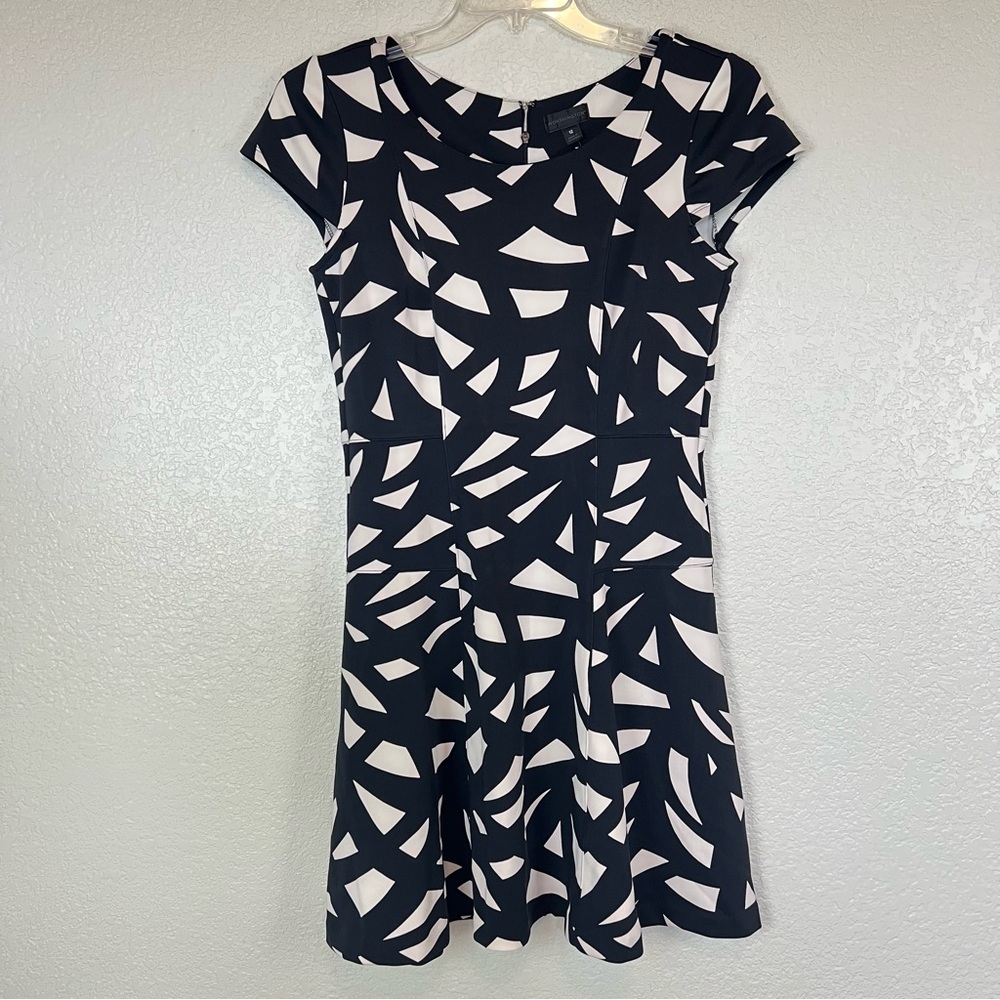 Worthington black white abstract print dress size 12 new